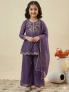 St D No 158 Crunchy Silk Embroidery Kids Girls Salwar Kameez